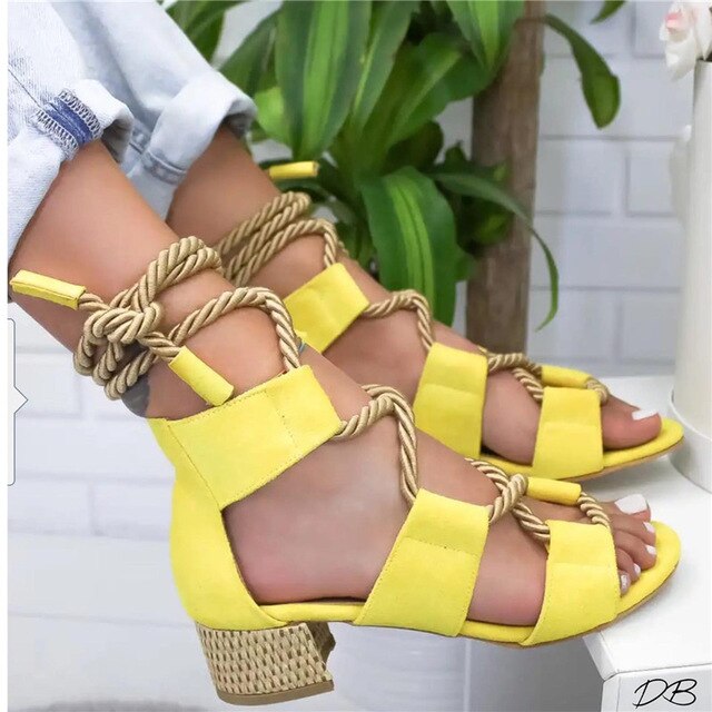 Heel Pointed Fish Mouth Gladiator Sandals