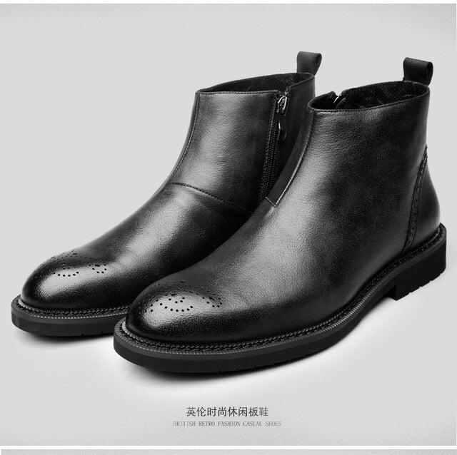 2019 Spring New Men Ankle Boots Genuine Leather